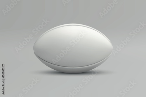Minimalistic White Rugby Ball on Neutral Background