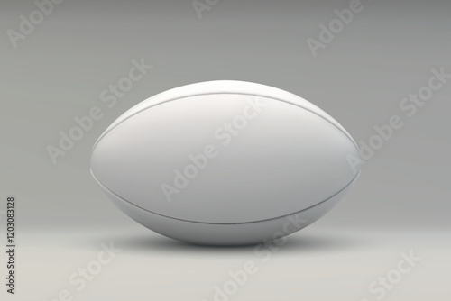 Minimalistic White Rugby Ball on Neutral Background