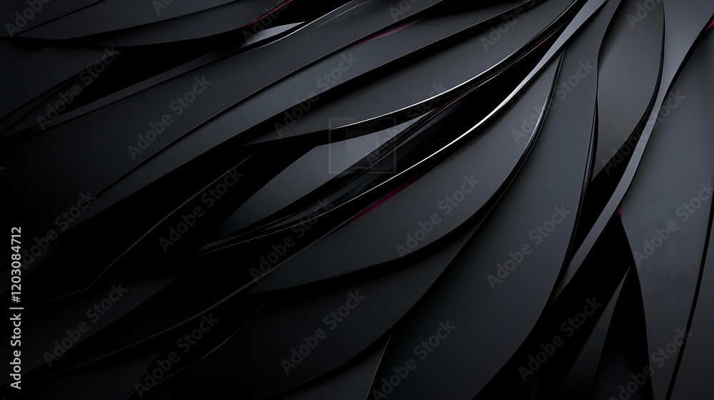 Fototapeta premium Abstract Black Curving Layers Design Background