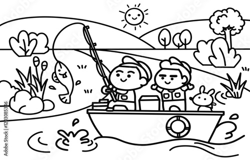 Children fishing together 