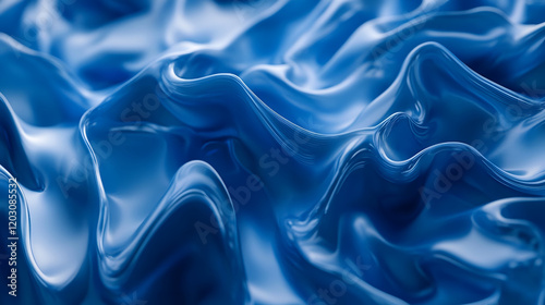  Closeup of blue silk fabric. 3d rendering, 3d illustration, The image is a close up of a blue fabric with a wave pattern ,Artistic Abstract Background Featuring Subtle Wave Patterns 