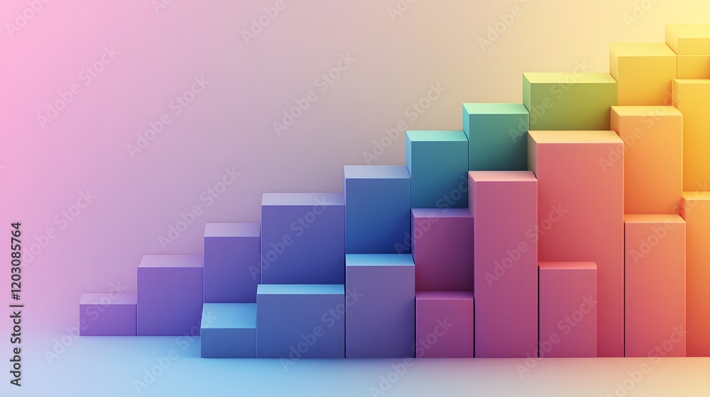 Colorful Cubes Ascending In A Gradient Pattern Colorful Cubes Ascending In A Gradient Pattern