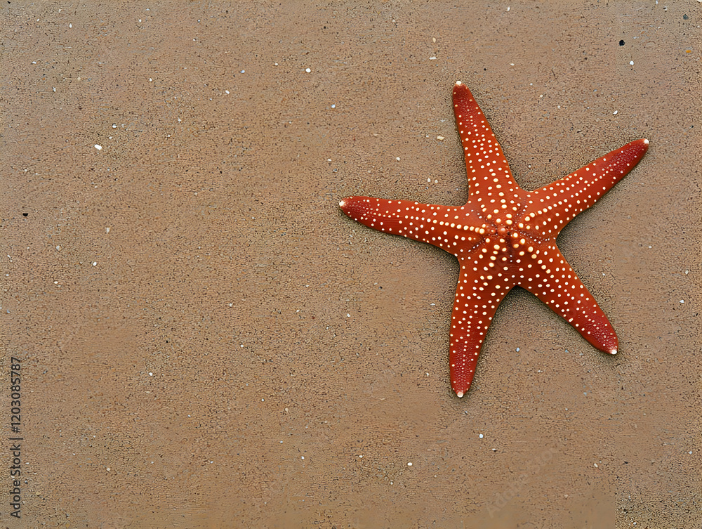 Orange Starfish on Sandy Beach Background Orange Starfish on Sandy Beach Background