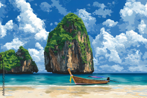 Tropical Island Beach Illustration