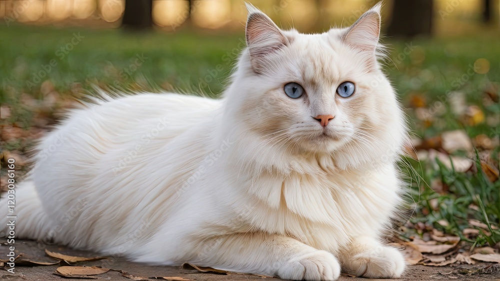 Obraz premium Cream point ragdoll cat in the park