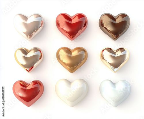 Collection set of hearts isolated on a white background