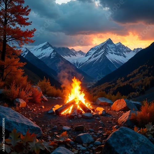 Majestic Mountain Campfire
