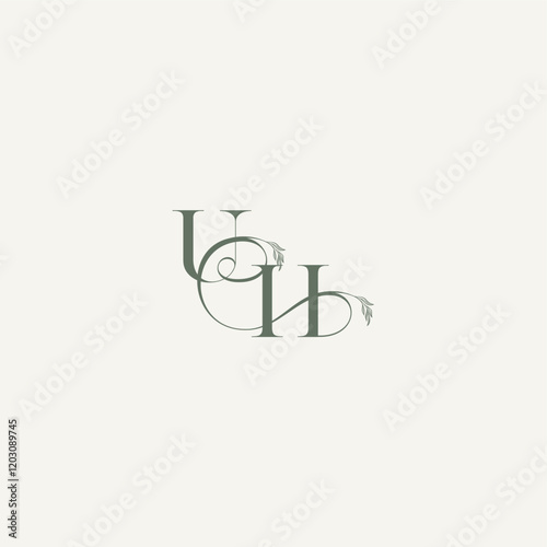 organic hairline logotype wedding concept monogram letter elegant and elegant logo HU