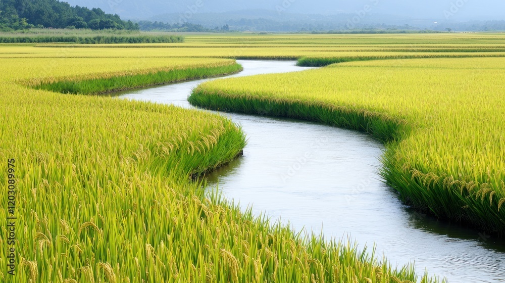 Fototapeta premium Serene Rice Paddy Landscape