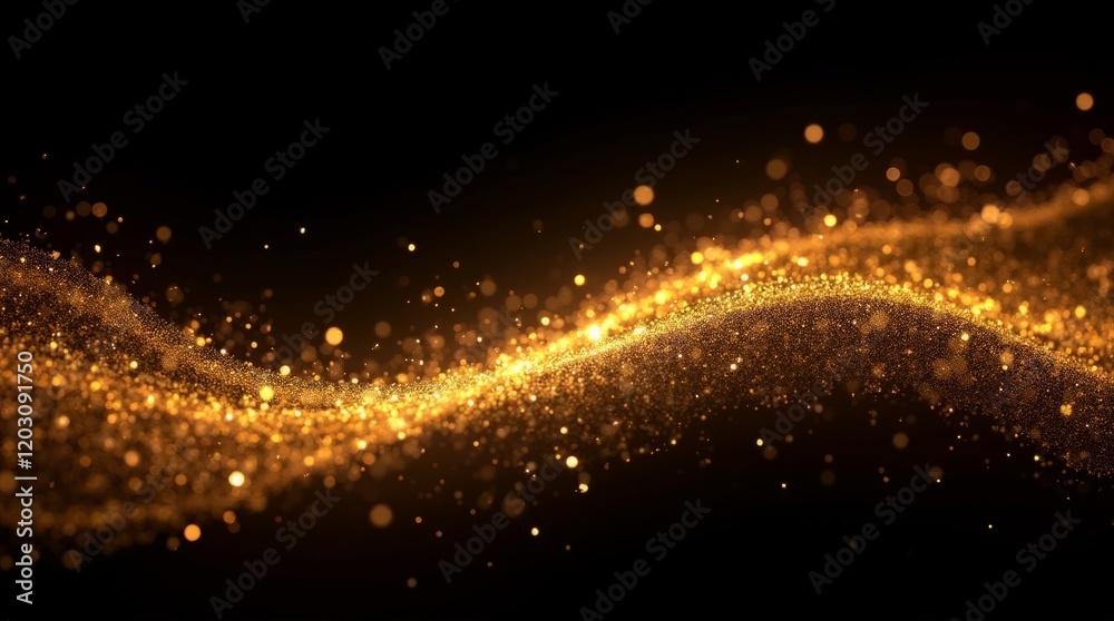 Fototapeta premium Golden Wave of Sparkles