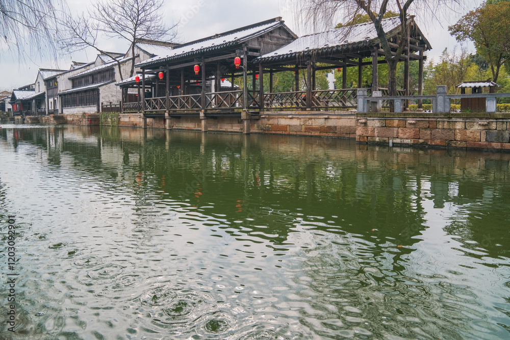 Old houses, rivers, and bridges in Zhouzhuang Ancient Town, Suzhou City, Jiangsu Province, China Old houses, rivers, and bridges in Zhouzhuang Ancient Town, Suzhou City, Jiangsu Province, China