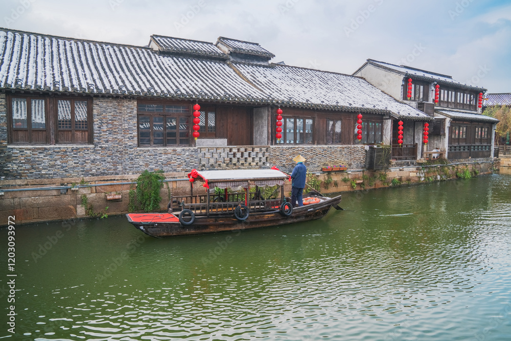 Old houses, rivers, and bridges in Zhouzhuang Ancient Town, Suzhou City, Jiangsu Province, China Old houses, rivers, and bridges in Zhouzhuang Ancient Town, Suzhou City, Jiangsu Province, China