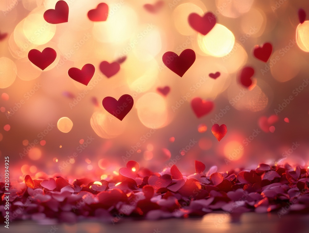 Romantic Valentine s Day Background Hearts Petals Bokeh Lights Romantic Valentine s Day Background Hearts Petals Bokeh Lights
