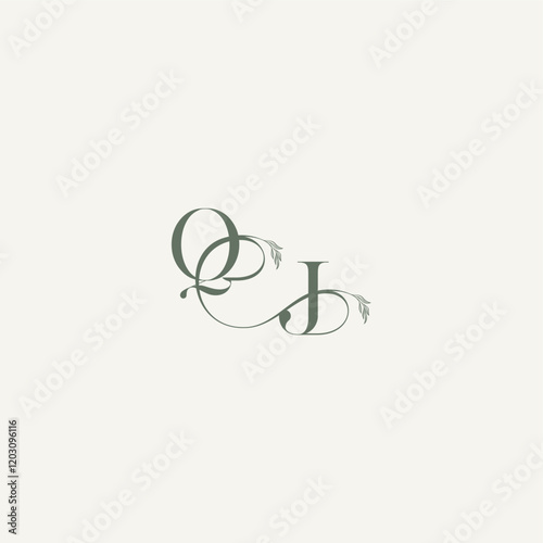 organic hairline logotype wedding concept monogram letter elegant and elegant logo JQ