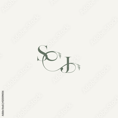 organic hairline logotype wedding concept monogram letter elegant and elegant logo JS