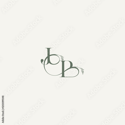 wedding concept monogram elegant and elegant logo BJ organic hairline logotype letter