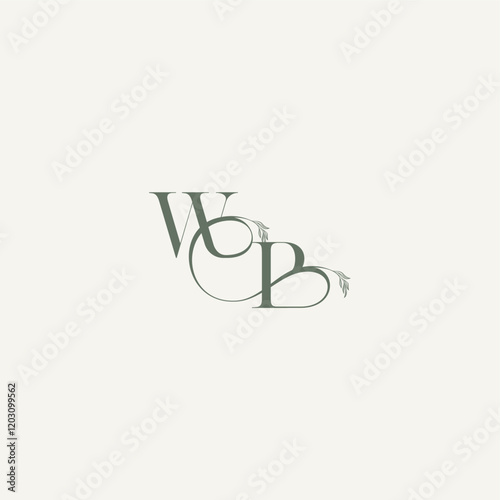 wedding concept monogram elegant and elegant logo BW organic hairline logotype letter