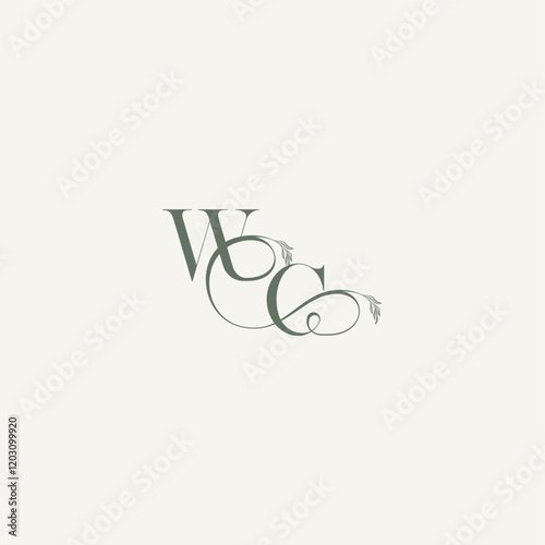 wedding concept monogram elegant and elegant logo CW organic hairline logotype letter