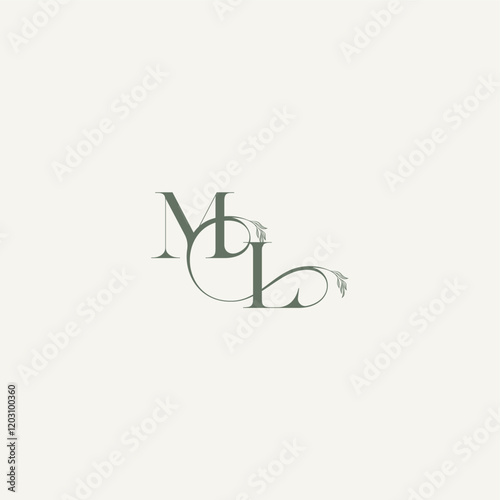 wedding concept monogram elegant and elegant logo LM organic hairline logotype letter