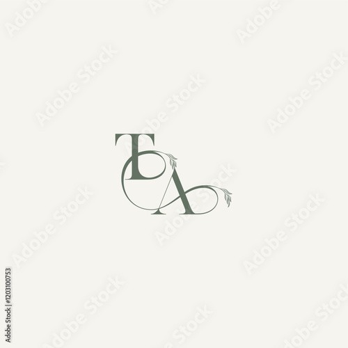 wedding concept monogram elegant and elegant logo AT organic hairline logotype letter