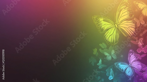 Colorful Butterflies On A Gradient Background