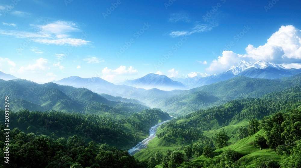 Serene Mountain Valley Landscape Serene Mountain Valley Landscape