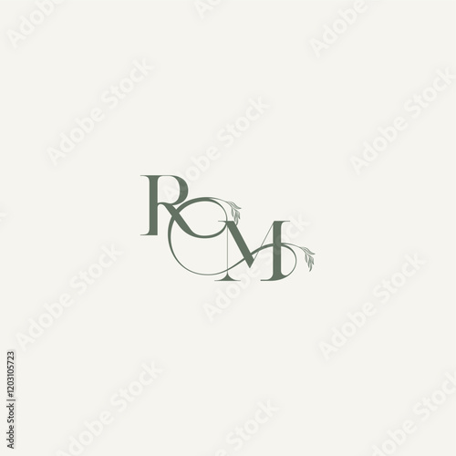 wedding concept monogram elegant and elegant logo MR organic hairline logotype letter