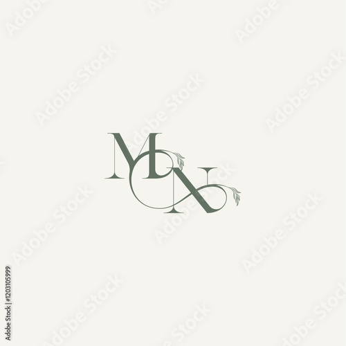 wedding concept monogram elegant and elegant logo NM organic hairline logotype letter
