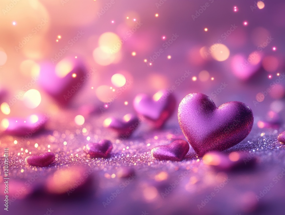 Obraz premium Romantic Valentine s Day Hearts Glitter Background