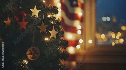 Roundel and stars on the American flag photo