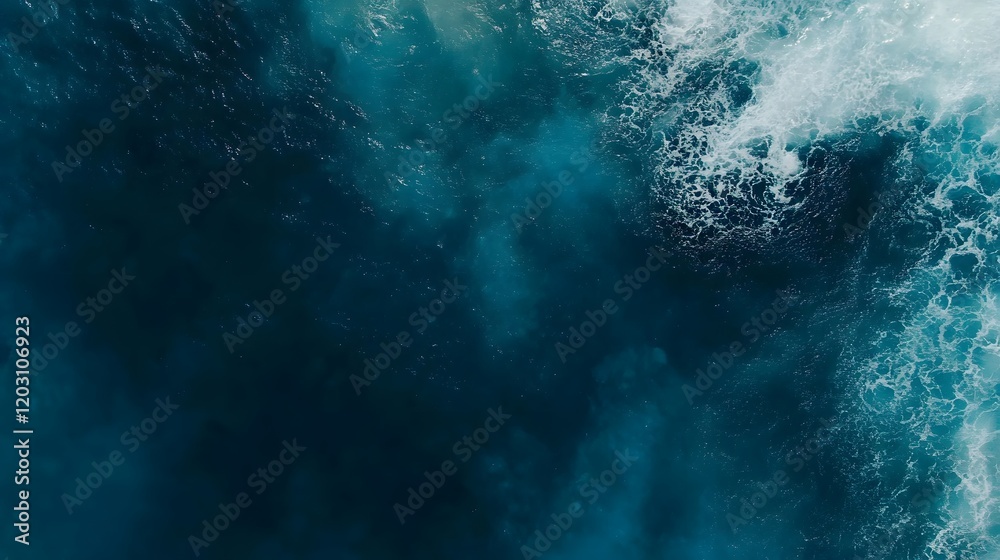 Obraz premium Aerial View Of Ocean Water Waves And Foam