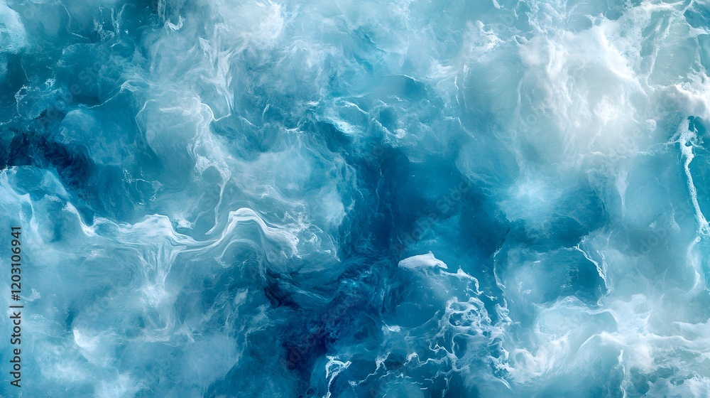 Abstract Blue Swirling Paint Texture Background