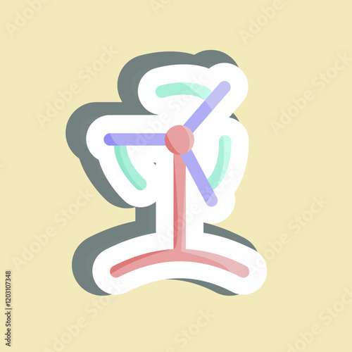 Sticker Wind Turbine. suitable for education symbol. simple design editable