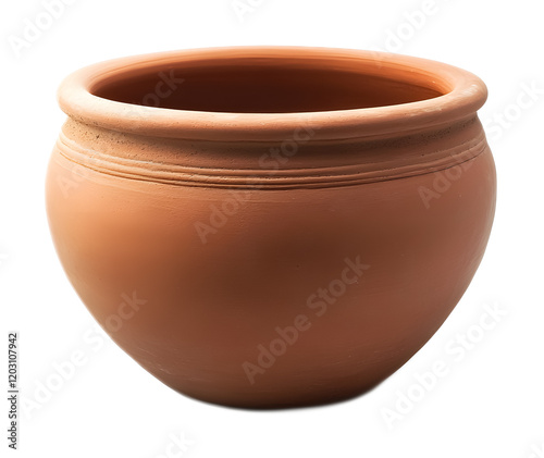 Empty terracotta pot on a white background. isolated background.