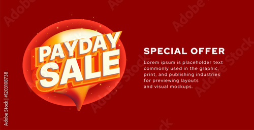 payday sale badge or icon with red background for promotion material design