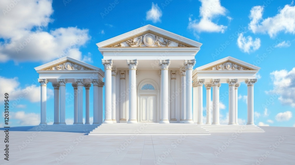 Fototapeta premium Classical Architecture with Columns Against a Blue Sky Background