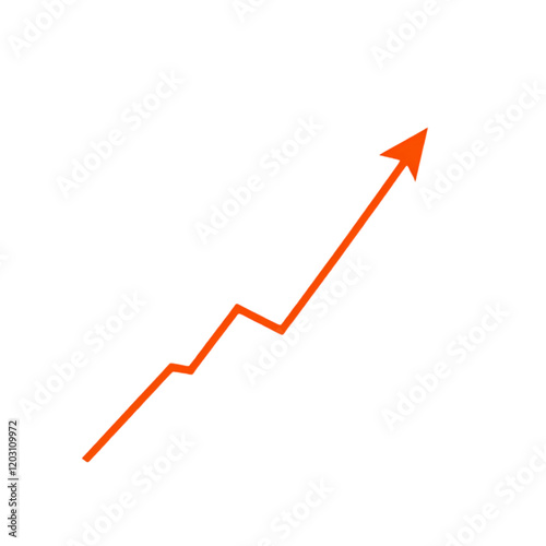 Orange Arrow Upward Trend Growth Success Chart Graphic icon data design vector symbol modern simple 