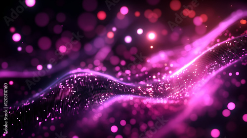  Abstract pink and purple waves on a black background, Abstract Wavy Lines with Glowing Pink and Blue Lights on Black Background, Abstract fast fiber internet  background