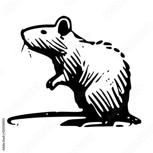 An Artistic Representation of a Rat Icon Boldly Designed to Embody Intelligence, Adaptability, and Resourcefulness with a Unique Style That Blends Modern Minimalism and the Spirit of Survival