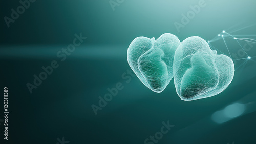 Delicate 3D hearts made of lace like structures, symbolizing love and connection
