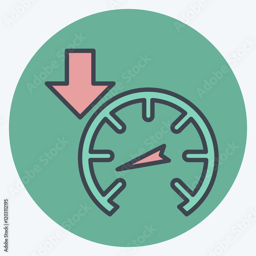 Icon Slow Down. related to Speed symbol. color mate style. design editable