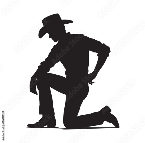 Cowboy pose silhouette vector illustration