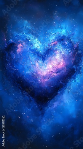 Indigo Heart Shining in Cosmic Sky photo