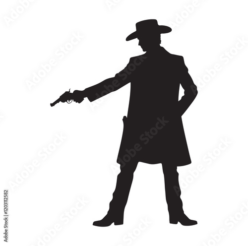 Cowboy pose silhouette vector illustration