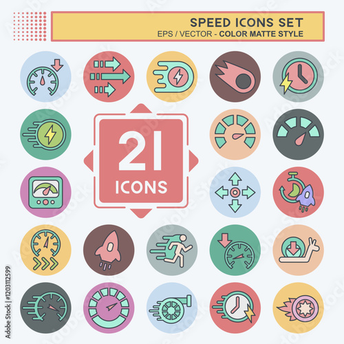 Icon Set Speed. related to Education symbol. color mate style. design editable