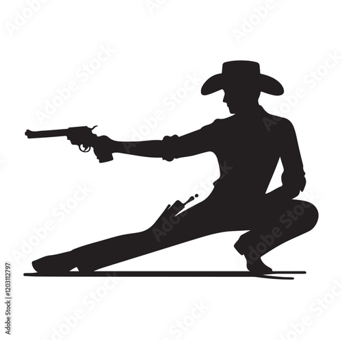 Cowboy pose silhouette vector illustration