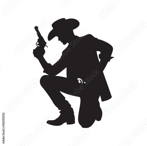 Cowboy pose silhouette vector illustration