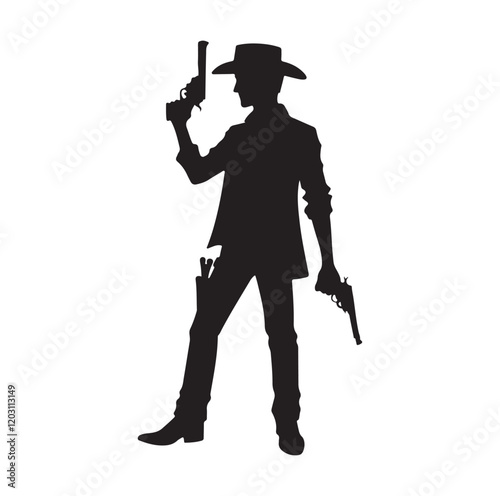 Cowboy pose silhouette vector illustration