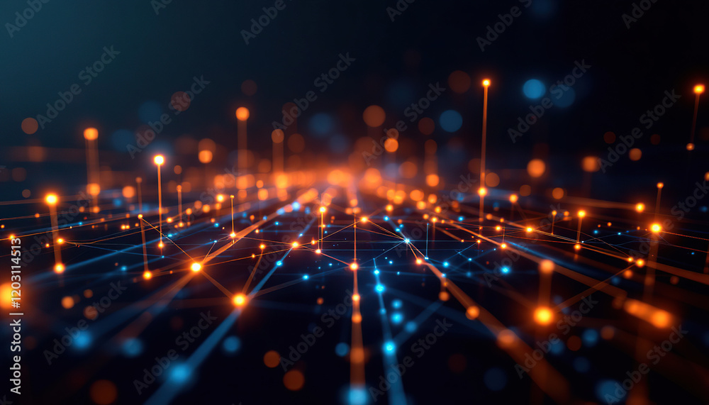 Naklejka premium Abstract Network Data Connections Illuminated