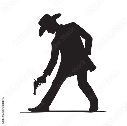 Cowboy pose silhouette vector illustration